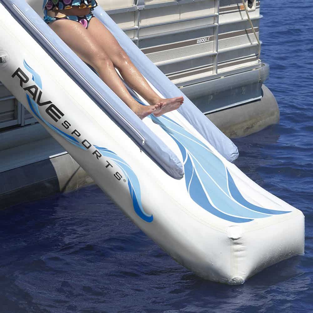 rave pontoon slide on the water