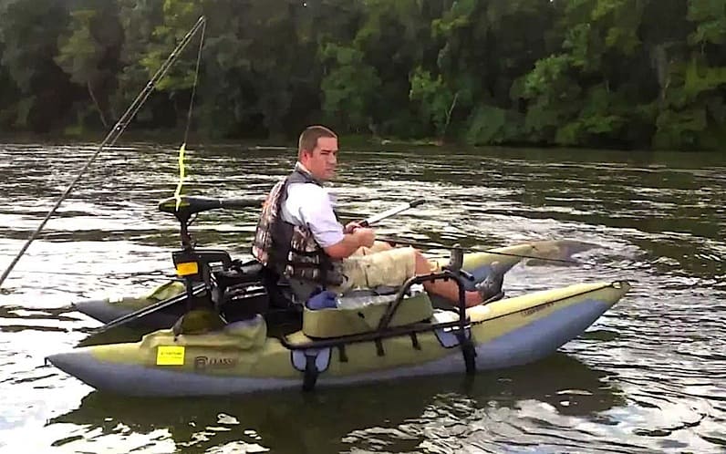 man fishing on one of the best inflatable fishing boats