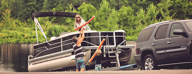 pontoon trailer guide ons loading a boat