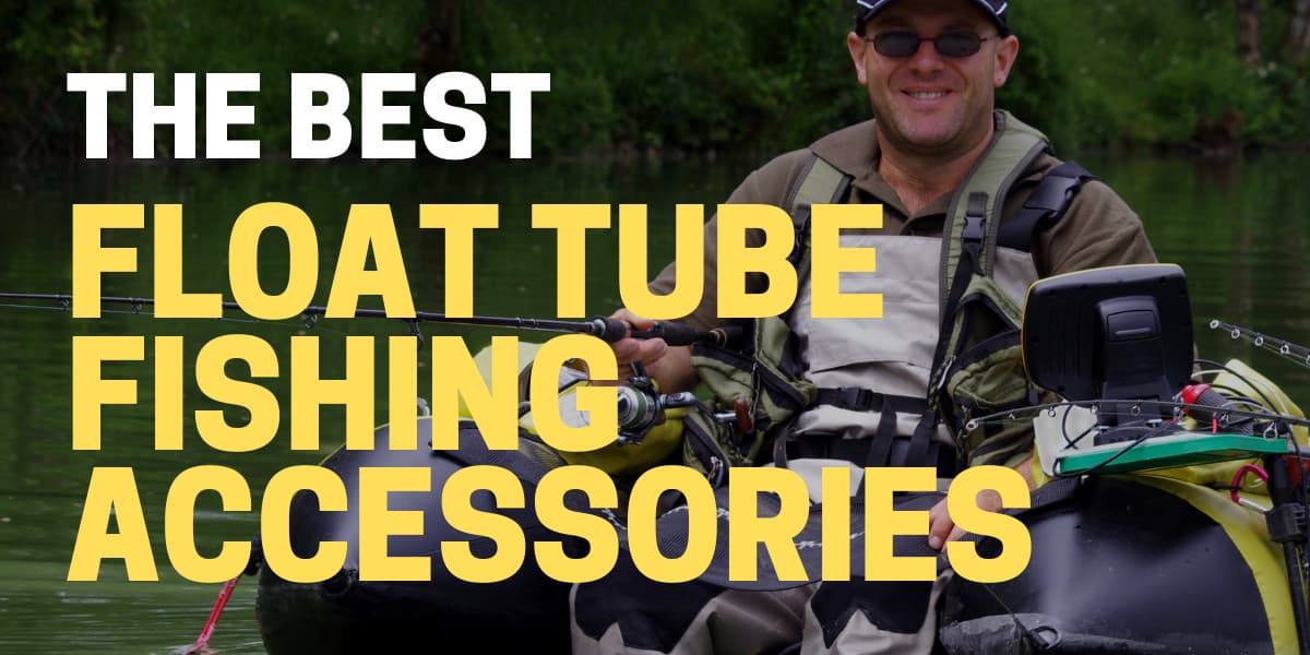 angler using best float tube fishing accessories on lake