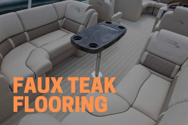 faux teak replacement flooring on a pontoon boat