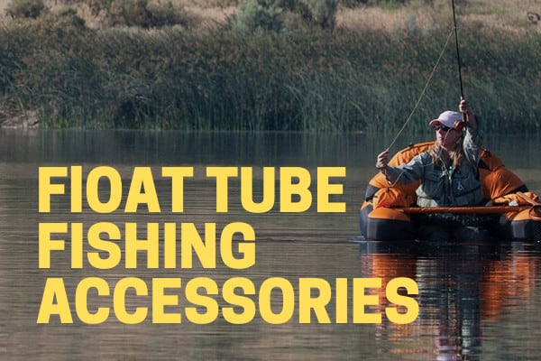 fisherman using fishing float tube accessories on a lake