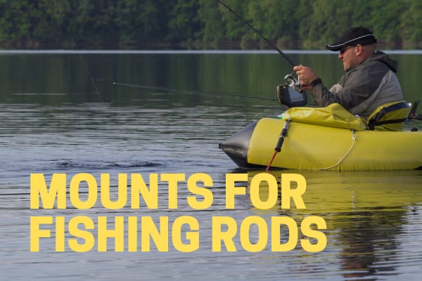 fishing rod holder accessory mounted to float tube